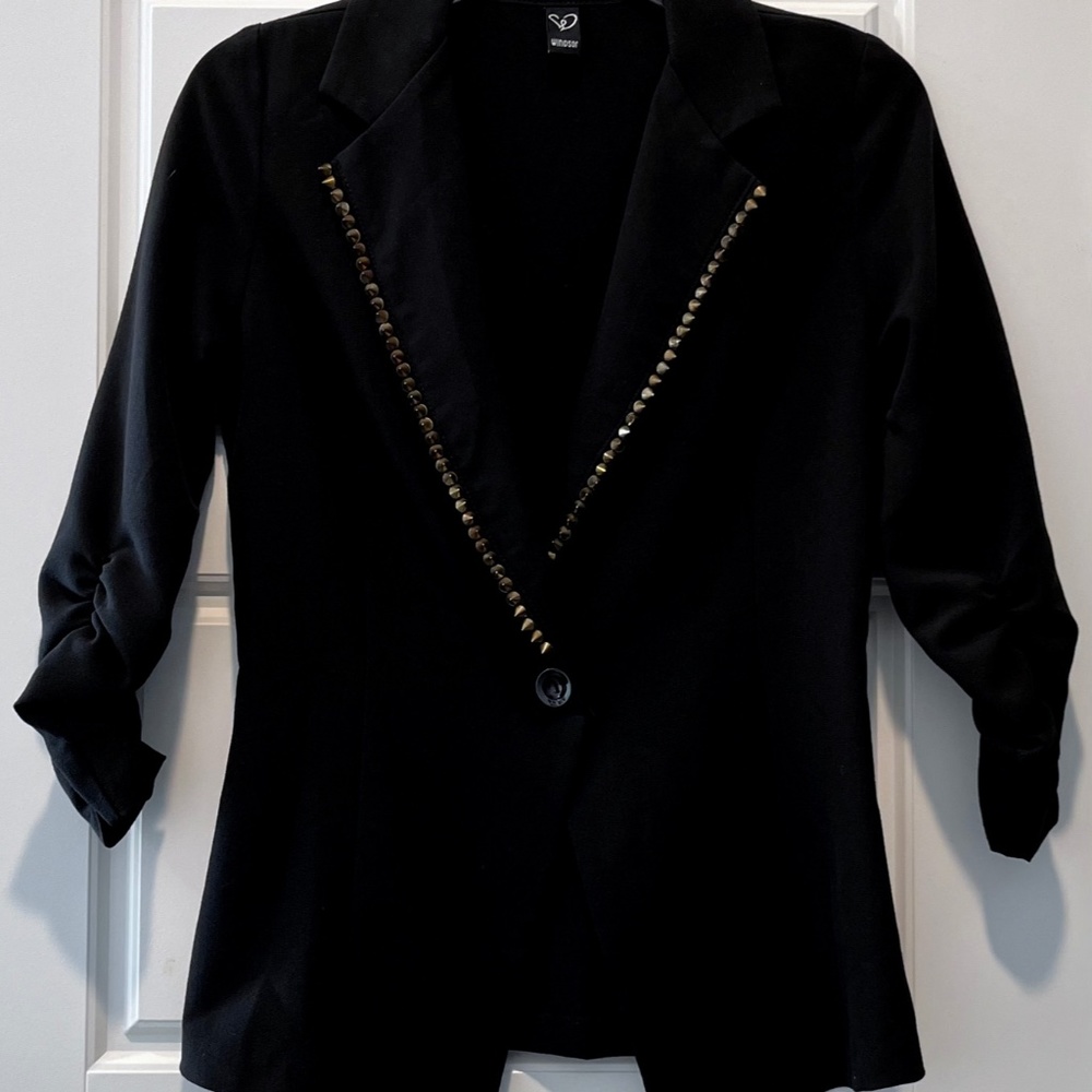 Windsor Junior's Black Studded Notched Collar One Button Blazer/Jacket S/M